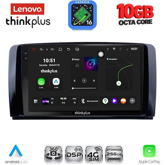 Lenovo Auto-Audiosystem für Mercedes-Benz R-Klasse BMW X2 / X6 2006-2015 (Bluetooth/USB/WiFi/GPS/Apple-CarPlay/Android-Auto) mit 9"-Touchscreen