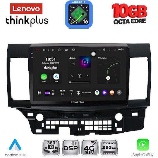 Lenovo Auto-Audiosystem für Mitsubishi Lancer BMW X2 / X6 2008-2017 (Bluetooth/USB/WiFi/GPS/Apple-Carplay/Android-Auto) mit 10" Touchscreen