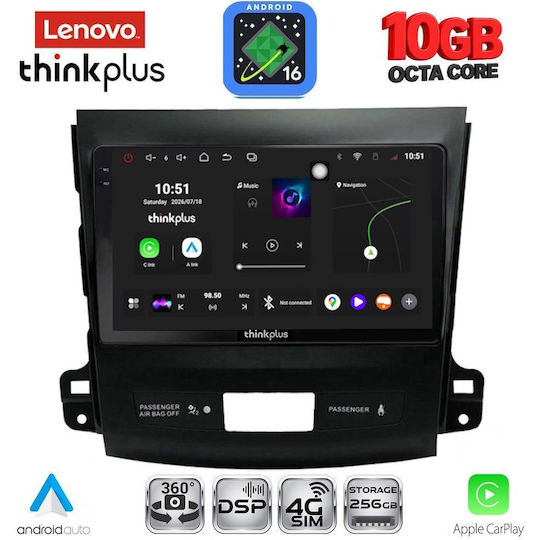 Lenovo Auto-Audiosystem für Peugeot 4007 Mitsubishi Outlander Citroen C-Crosser BMW X2 / X6 2006-2012 (Bluetooth/USB/WiFi/GPS/Apple-Carplay/Android-Auto) mit 9-Zoll-Touchscreen