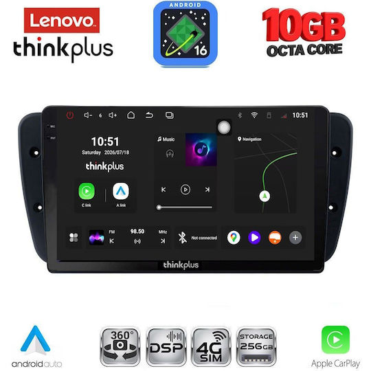 Lenovo Auto-Audiosystem für BMW X2 / X6 Seat Ibiza 2008–2015 (Bluetooth/USB/WiFi/GPS/Apple-CarPlay/Android-Auto) mit 9-Zoll-Touchscreen