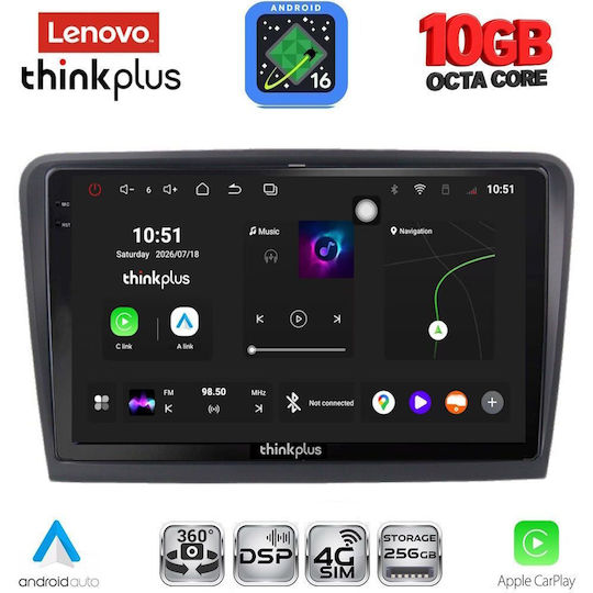 Lenovo Auto-Audiosystem für BMW X2 / X6 und Skoda Superb 2008–2015 (Bluetooth/USB/WiFi/GPS/Apple CarPlay/Android Auto) mit 10" Touchscreen