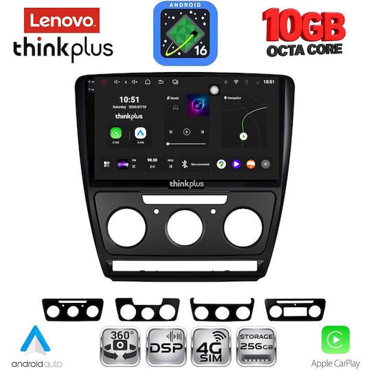 Lenovo Auto-Audiosystem für BMW X2 / X6 und Skoda Octavia 2005–2012 (Bluetooth/USB/Wi-Fi/GPS/Apple CarPlay/Android Auto) mit 10-Zoll-Touchscreen