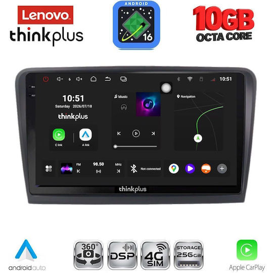 Lenovo Auto-Audiosystem für BMW X2 / X6 und Skoda Rapid 2012–2023 (Bluetooth/USB/WiFi/GPS/Apple CarPlay/Android Auto) mit 9-Zoll-Touchscreen