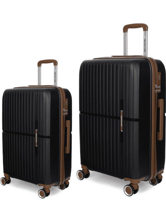 Newcom Hard Black Suitcases with Maximum Height 67 cm and 4 Wheels Set of 2 Pcs