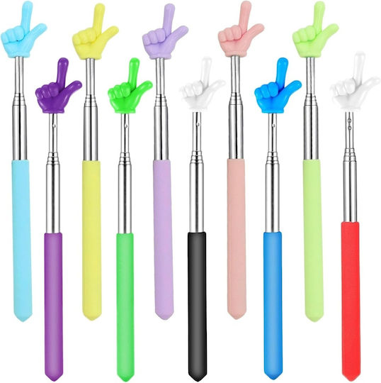 Set 10 Telescopic Teacher Pointers Finger Tip Extendable Rod Up To 68 Cm 27 In Stainless Steel Comfortable Handle Multicolor Presentations School Conferences Interactive Classes