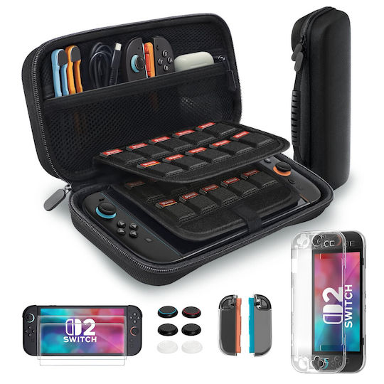 Schwarze Schutzhülle für Nintendo Switch 2 – Zubehör-Set