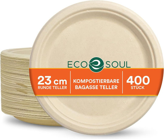 Eco-friendly Disposable Paper Plates 400 Pieces Beige 25 Cm Dishes