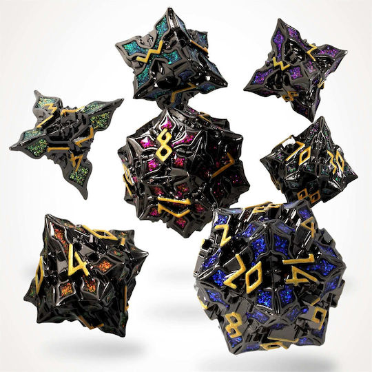 Set de 7 zaruri metalice pentru RPG Nocturnal Aether