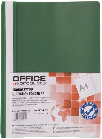 Office Products Папка с пластина за хартия A4 зелена