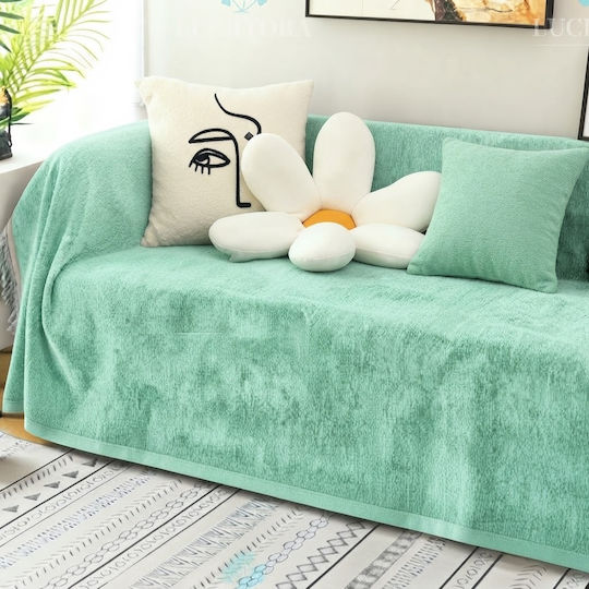 SpitiBazaar 3-Piece Chenille Throws Set Mint