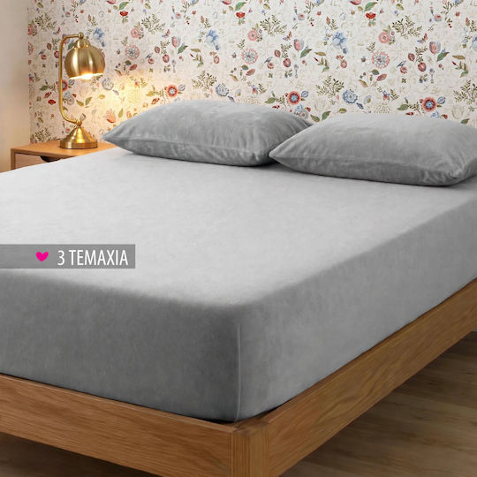 Cosy Life Super-Double 3-Piece Set 160x230+30 cm Fitted Sheet Light Grey
