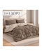 Saray Home Double Quilt Set with Microfiber Filling 220x240 cm Brown 180 GSM