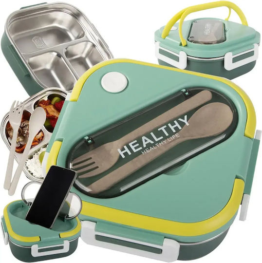 Verk Group Edelstahl-Lunchbox Grün mit Fächern 1 l