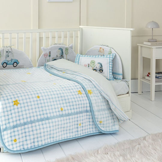 Nima Velvet Cot Blanket Light Blue 110x140 cm
