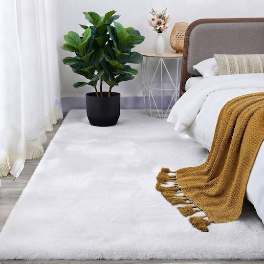 SpitiBazaar Modern Schlafzimmer-Teppichsets Weiß 3 Stück