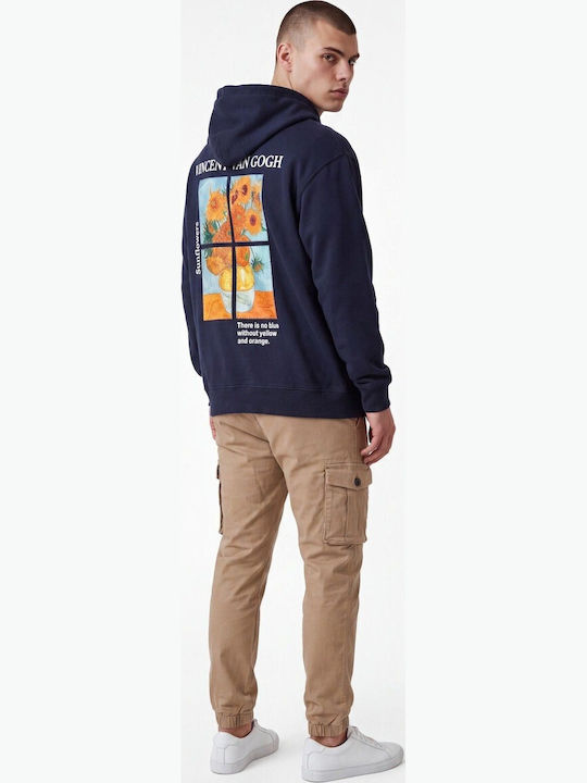 Sun Flowers Hooded Sweatshirt Blue