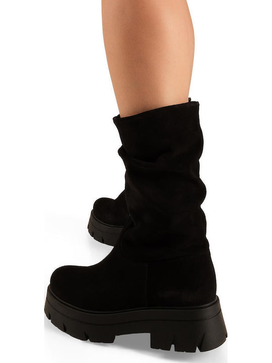 Ragazza Damenstiefel aus schwarzem Wildleder