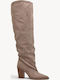 Beige Stiefel Über dem Knie mit Raffungen