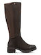 Leather Women's Mid-Heel Boots Brown