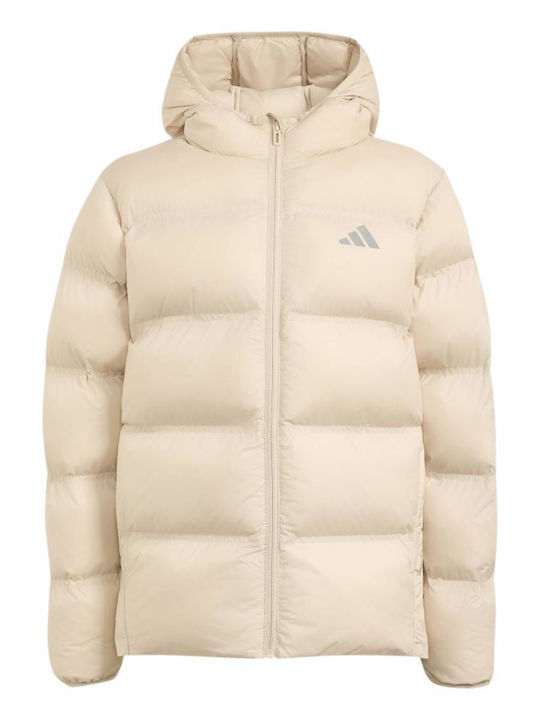 adidas Jkt Waterproof Kids Sports Jacket Short Windproof with Lining Beige