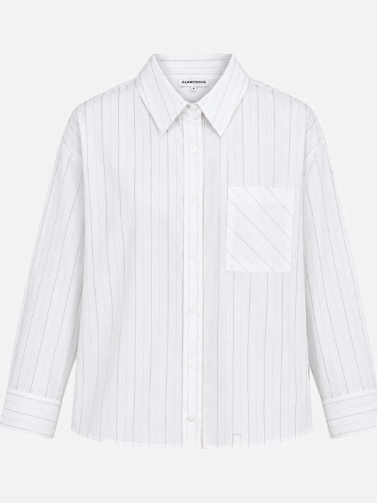 Long Sleeve Women's Shirt White Striped