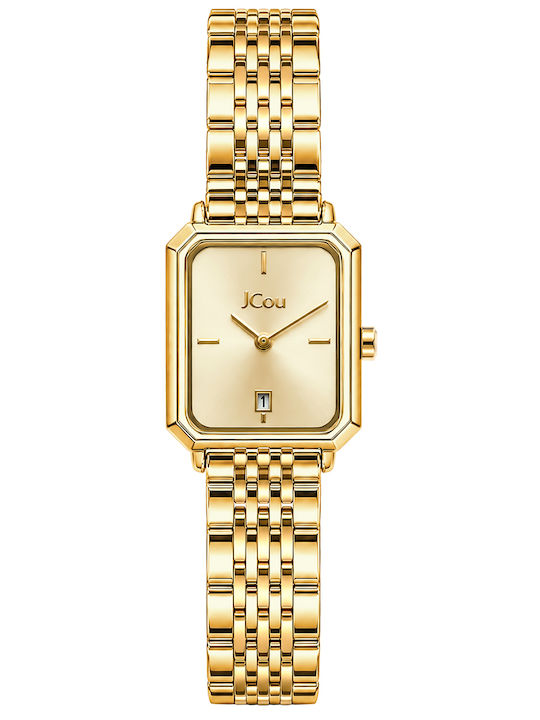 Jcou 22mm Women's Battery-Powered Watch with Gold Stainless Steel Bracelet