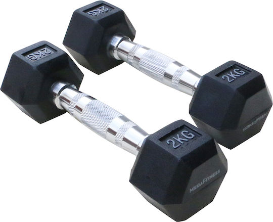 MegaFitness Sechseckige Hantel aus Gummi 1 x 2 kg