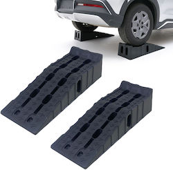 Rampe Auto Relaxdays 10055183_46 Set de 2 din Polietilenă, Capacitate de 1,5 T per Rampă, 3,0 T în Total, 21 X 33 X 90 Cm, Negre