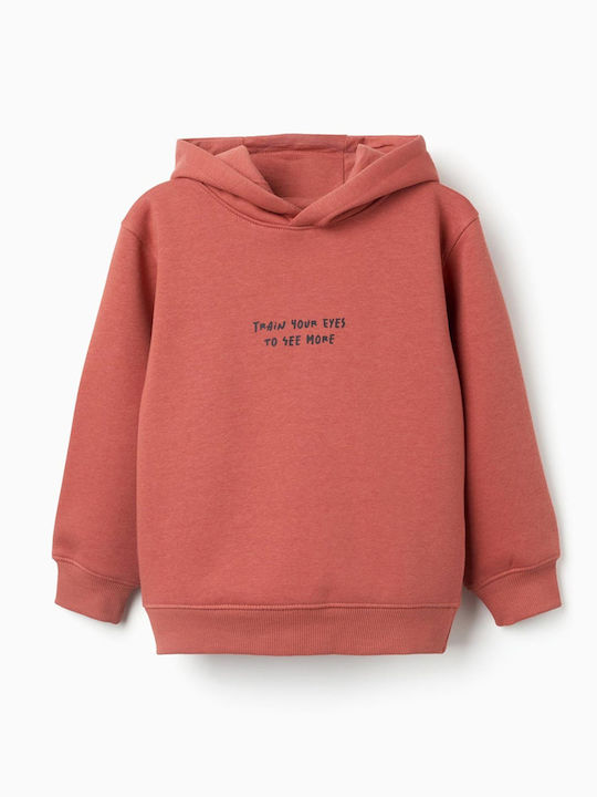 Zippy Fleece Kids Hooded Sweatshirt Terracotta