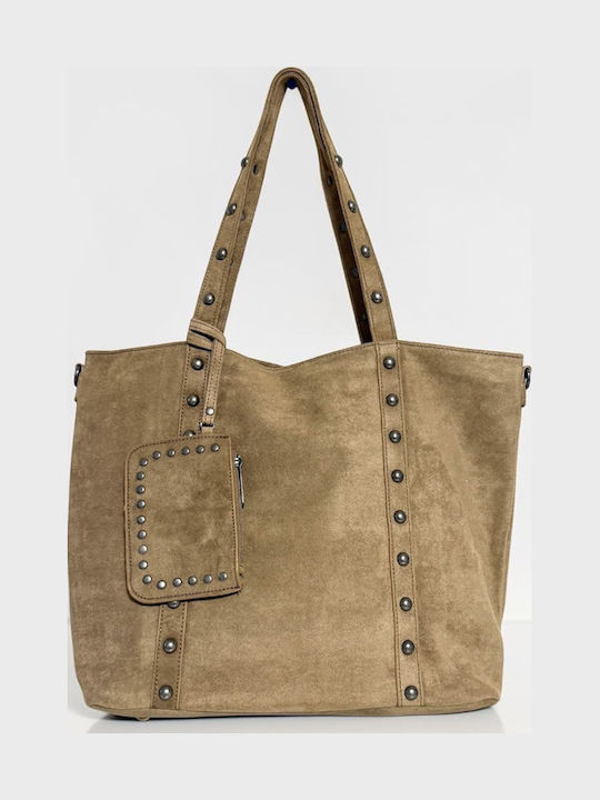 Women's Suede Tote Bag Beige