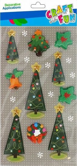 Craft with Fun Коледни стикери с дизайн на дърво 3x3x23 см, 10 бр