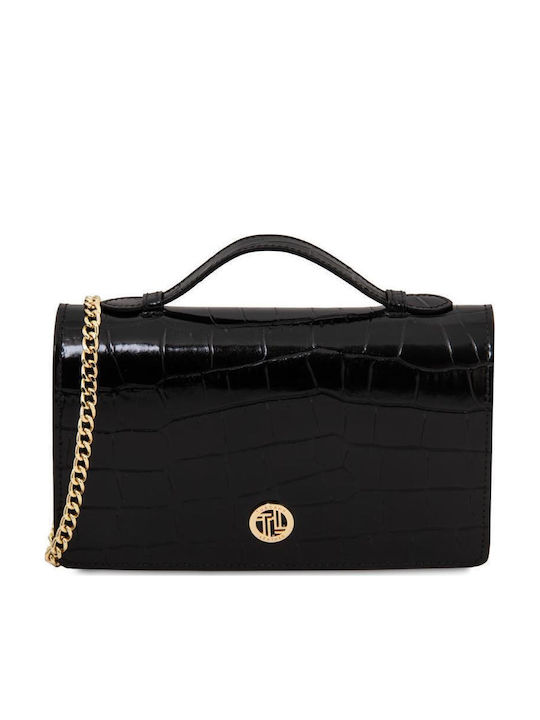 Δερμάτινο Γυναικείο Clutch Croco Μαύρο