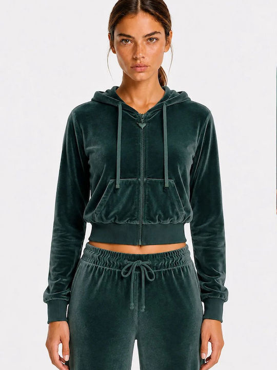 Cropped Women's Sweatshirt Cardigan Shady Petrol