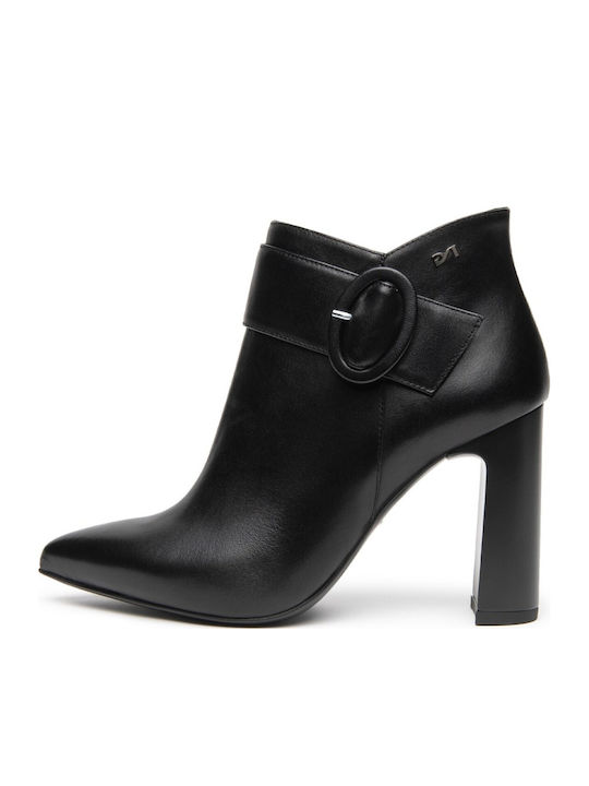 Damen-Lederstiefeletten Schwarz