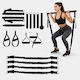 Set de Bară Pilates cu Benzi de Rezistență Relaxdays 10054325_46 4 Benzi 30–160 Lbs 2 × 30 Lbs 2 × 50 Lbs Bară de Asamblare de 110 Cm Curele Reglabile Mânere Ancoră pentru Ușă Geantă Neagră