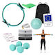 Set Pilates Relaxdays 10054390_53 11 Piese Cerc Pilates Ø38 Cm Minge Ø23 Cm 5 Benzi Scurte de Rezistență Bandă Lungă de Rezistență 150 X 15 Cm 2 Gantere de 1 Kg Geantă Pompă Ruletă Multicolor