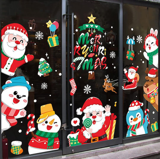 Weihnachtliche Fensteraufkleber Winterdekorationen 4 Stück Weiße Weihnachtsmänner
