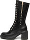 Damen Leder-Stiefeletten Black