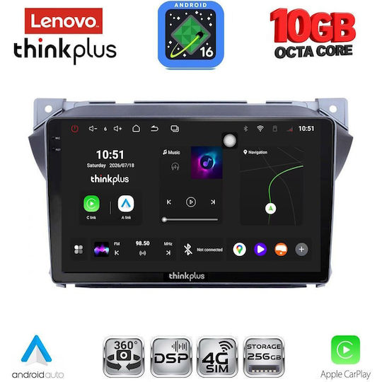 Lenovo Auto-Audiosystem für Suzuki Alto, BMW X2 / X6 und Nissan Pixo ab 2009 (Bluetooth/USB/WiFi/GPS/Apple CarPlay/Android Auto) mit 9-Zoll-Touchscreen