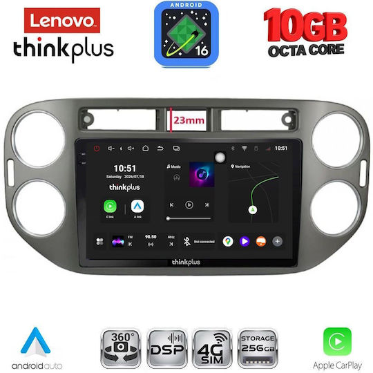 Lenovo Auto-Audiosystem für BMW X2 / X6 Volkswagen Tiguan 2011–2016 (Bluetooth/USB/WiFi/GPS/Apple CarPlay/Android Auto) mit 9" Touchscreen