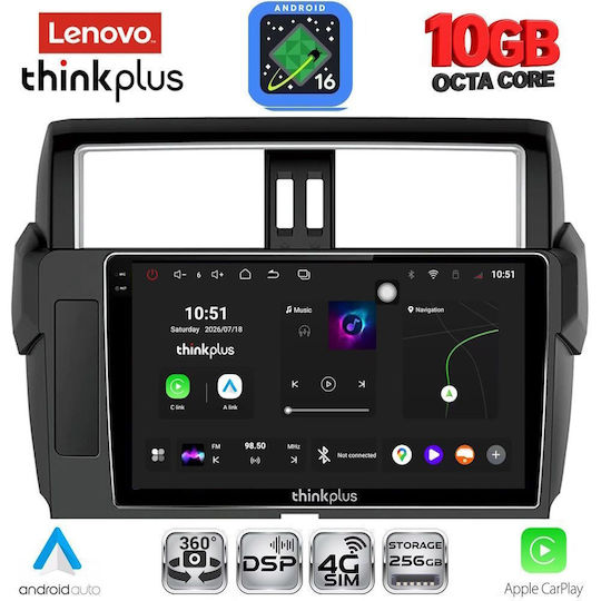 Lenovo Auto-Audiosystem Für Toyota Prado BMW X2 / X6 2014–2017 (Bluetooth/USB/WLAN/GPS/Apple CarPlay/Android Auto) Mit 10-Zoll-Touchscreen
