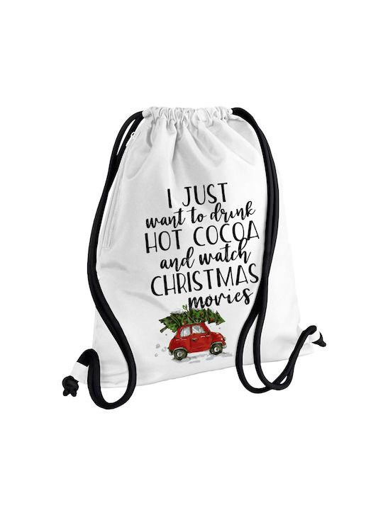 Koupakoupa I Just Want To Drink Hot Cocoa And Watch Christmas Movies Mini Cooper Τσάντα Πλάτης για Γυμναστήριο Λευκή