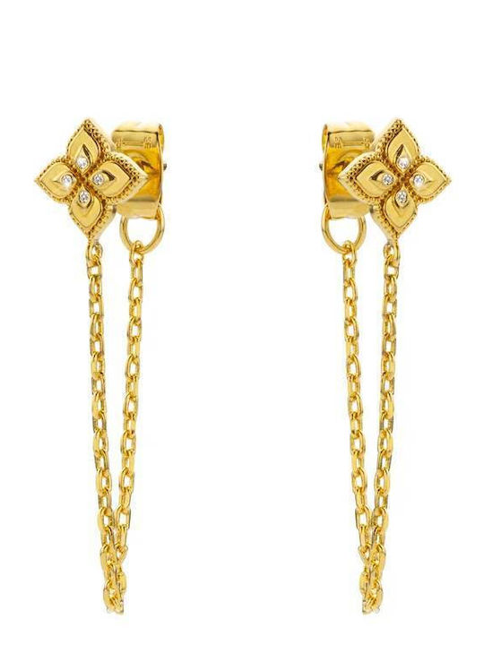 Mya Bay Lotus Chain Earrings Gold Bo-398