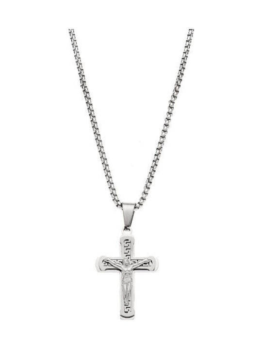 Senza Men's Steel Cross with Crucifix Without C...