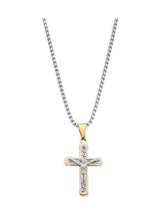 Senza Men's Steel Cross with Crucifix Without C...