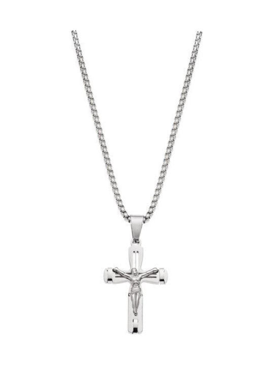 Senza Men’s Steel Cross with Crucifix Without Chain