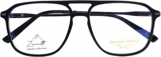 Alexander Wintsch Aw6347 C1 Zermatt Men's Black Prescription Glasses with Black Metal Temples and Gold Details