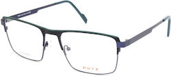 Dutz Dz880-45 Herrenbrille mit schwarzem Metallrahmen, Navy-Bügeln und petrolfarbenen Details