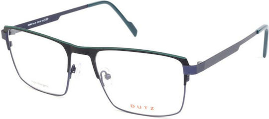 Dutz Dz880-45 Herrenbrille mit schwarzem Metallrahmen, Navy-Bügeln und petrolfarbenen Details
