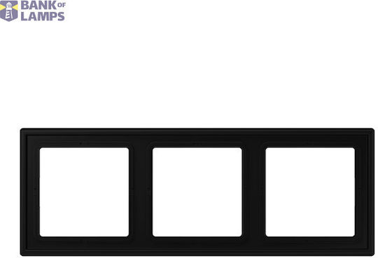 Cover Frame Ls Zero 3-gang Thermoplastic Lacquered Matt Graphite Black 81 Mm X 223 Mm Vertical Horizontal Installation